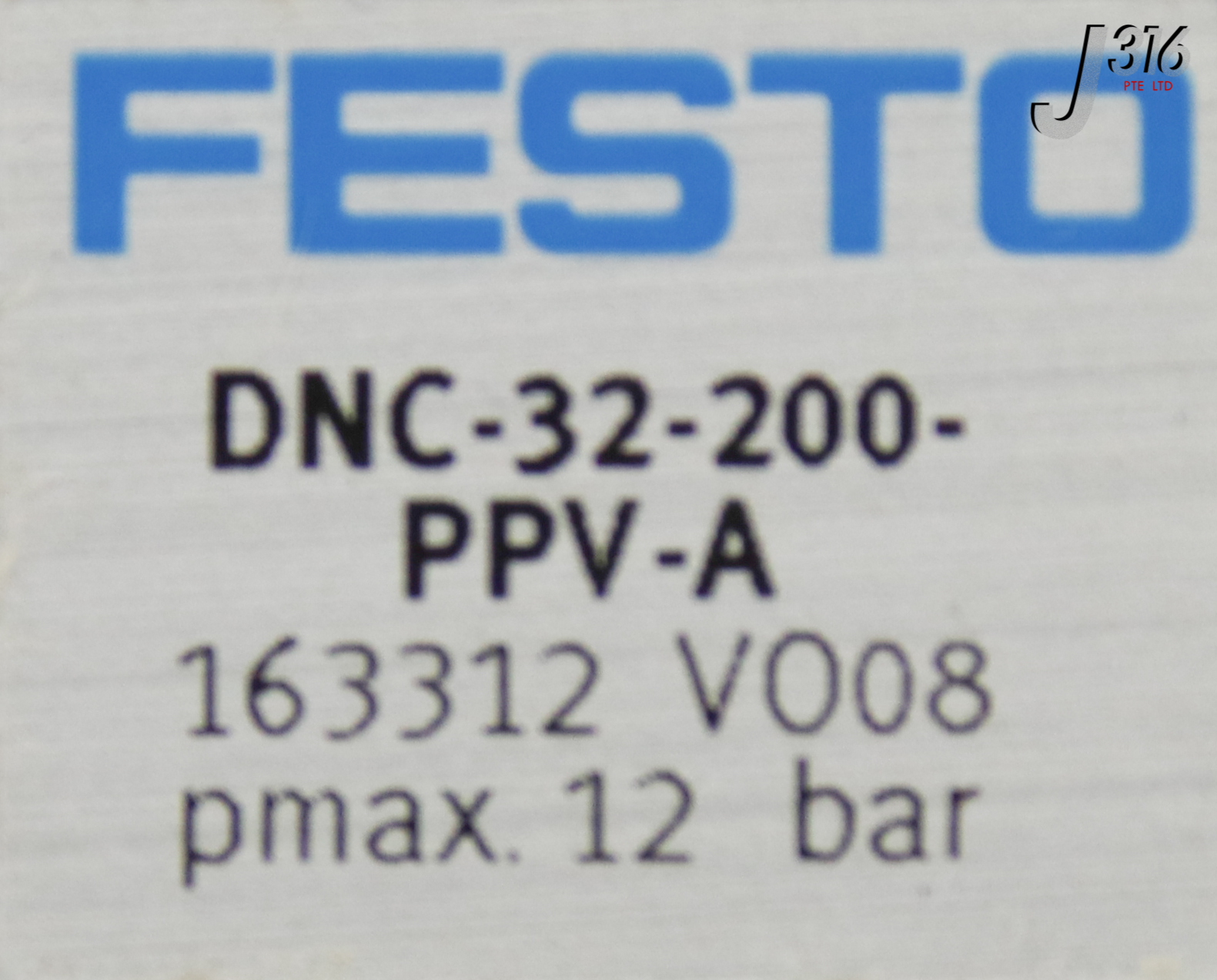 3点オーダーC 19454 FESTO AIR CYLINDER, PMAX. 12BAR, 163312 (NEW) DNC-32-200-PPV